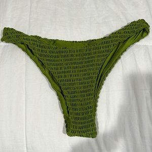 Green ruffle thong bikini bottom